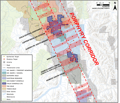 Figure 2 Map.  Toodoggone Porphyry Corridor (CNW Group/Finlay Minerals Ltd.)