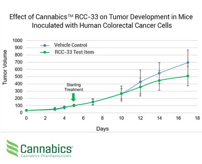 Effect of Cannbics TM RCC-33 on Tumor Development in Mice Inoculated with Human Colorectal Cancer Cells