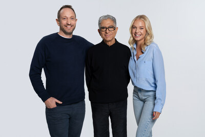 L-R; Simon Belsham, CEO & Co-Founder of The Healing Company; Dr Deepak Chopra, Chief Scientific Advisor of The Healing Company; Anabel Oelmann, Co-Founder of The Healing Company (PRNewsfoto/The Healing Company)