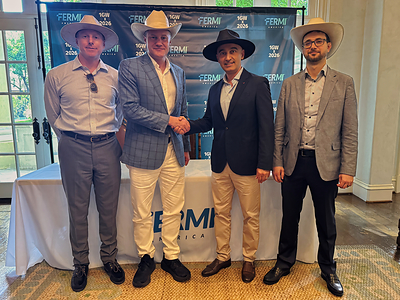 Donald Ainscow, ASP Isotopes Executive Vice President; Paul Mann, Chairman and CEO, ASP Isotopes Inc.; Mesut Uzman, Fermi America's Chief Nuclear Construction Officer;  and Ryno Pretorius, Quantum Leap Energy CEO.