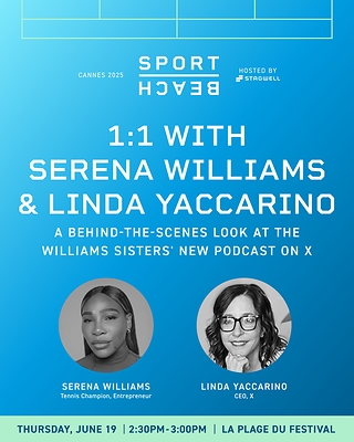 Williams will join Yaccarino on Thursday, June 19 for a fireside chat at SPORT BEACH