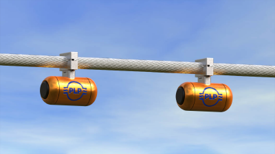 Close-up image of the Aeolus® system's tri-axial accelerometer sensor nodes that automatically and precisely measure all forms of wind-induced conductor motion.