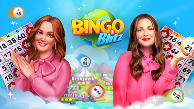 Golden Globe-winning actress, producer, talk show host and author Drew Barrymore will be the newest face of Bingo Blitz, with her fabulous in-game avatar featuring alongside Blitzy!
