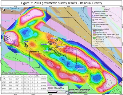 Figure 2: 2024 gravimetric survey results - Residual Gravity (CNW Group/IC Capitalight Corp.)