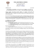 TINKA DRILLS 20 METRES AT 15% ZINC AND 10 METRES AT 17% ZINC AS
EXPLORATION CONTINUES AT AYAWILCA FOR ADDITIONAL HIGH GRADE (CNW Group/Tinka Resources Limited)