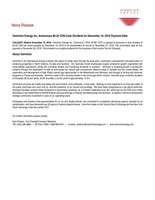 Vermilion Energy Inc. Announces $0.23 CDN Cash Dividend for December 16, 2019 Payment Date (CNW Group/Vermilion Energy Inc.)