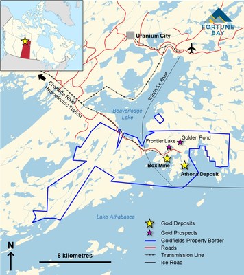 Figure 1: Goldfields Project infrastructure and location map. (CNW Group/Fortune Bay Corp.)