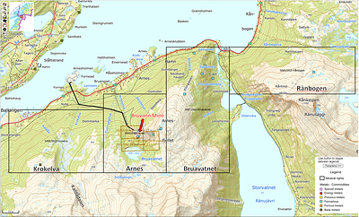 Rana Nickel Project licenses, Bruvann Mine Location and mine access (CNW Group/Electric Royalties Ltd.)