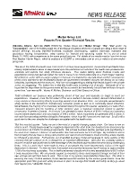 Mullen Group Ltd. Reports First Quarter Financial Results (CNW Group/Mullen Group Ltd.)