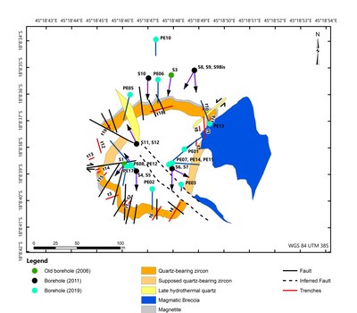 Figure 2: Geological Map Showing Beravina Trenching and Drilling, including 2019 Campaign (CNW Group/Diamond Fields Resources Inc.)