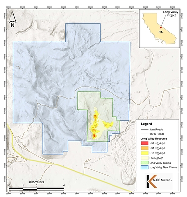 FIGURE 1: LONG VALLEY DISTRICT CLAIM MAP (CNW Group/Kore Mining)