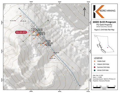 Figure 3 – Plan Map of 2020 Drilling (CNW Group/Kore Mining)