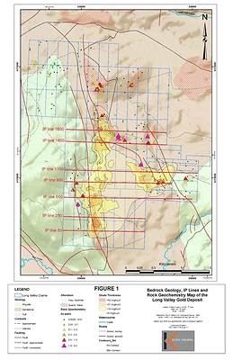 Figure 1 – Plan with Location of Geophysics Lines Over Geology and Alteration (CNW Group/Kore Mining)