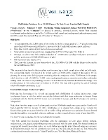 Wallbridge Produces Over 13,300 Ounces To Date From Fenelon Bulk Sample (CNW Group/Wallbridge Mining Company Limited)