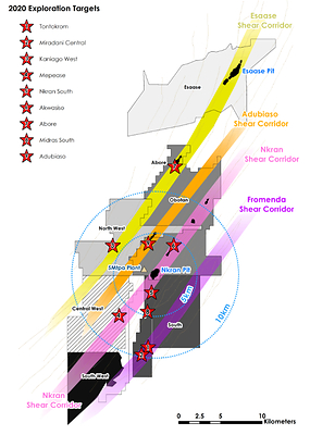 Figure 1: Initial Drill Program Targets (CNW Group/Galiano Gold Inc.)