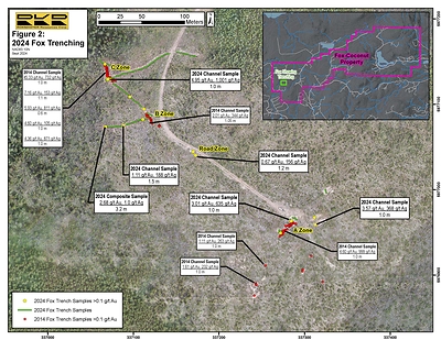 Trenching Map Fox Property (CNW Group/Rokmaster Resources Corp.)