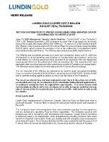 Lundin Gold Closes C$57.5 Million Bought Deal Financing (CNW Group/Lundin Gold Inc.)