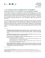 Lundin Mining to Acquire Additional 5% Ownership in Caserones and a 31% Interest in the Los Helados Project (CNW Group/Lundin Mining Corporation)