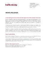 Lundin Mining Announces New Collective Agreement with Candelaria AOS Union (CNW Group/Lundin Mining Corporation)