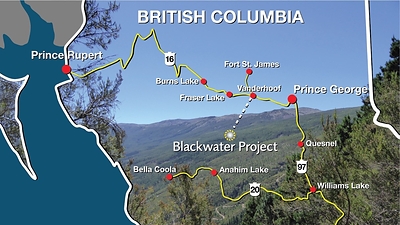 Figure 1 – Blackwater Property Location Map (CNW Group/Artemis Gold Inc.)