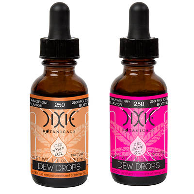 Dixie Botanicals® Dew Drops CBD Oil Tinctures in New Strawberry and Tangerine Flavors