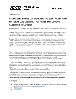 ATCO Seeks Pause on Increase to Electricity and Natural Gas Distribution Rates to Support Alberta's Recovery (CNW Group/Canadian Utilities Limited)