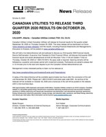 CUL Q3 2020 Pre-Earnings (CNW Group/Canadian Utilities Limited)