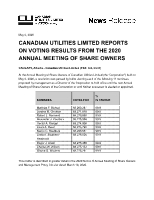 Canadian Utilities Limited 2020 Annual General Meeting Voting Results (CNW Group/Canadian Utilities Limited)