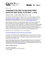 Canadian Utilities Limited Q1 2020 Pre-Earnings (CNW Group/Canadian Utilities Limited)