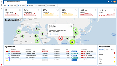 The network planner dashboard as part of the new Kinaxis Command & Control Center. (CNW Group/Kinaxis Inc.)