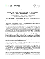 Denison Completes Private Placement of Flow-Through Shares for Proceeds of Approx. CAD$930,000 (CNW Group/Denison Mines Corp.)