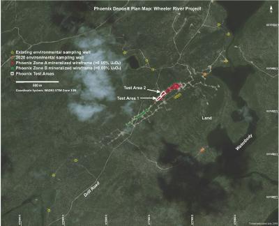 Figure 2: Plan Map of Phoenix Showing Location of 2020 ISR Field Test Work (CNW Group/Denison Mines Corp.)