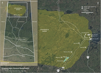 Figure 1: Location Map of Wheeler River Showing Existing Regional Infrastructure. (CNW Group/Denison Mines Corp.)