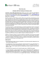 Denison Reports Results From Q2 2020 (CNW Group/Denison Mines Corp.)
