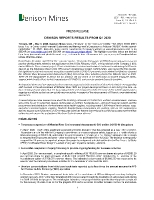 Denison Reports Results From Q1 2020 (CNW Group/Denison Mines Corp.)