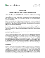 Denison Completes USD$5.75 Million Public Offering (CNW Group/Denison Mines Corp.)