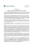 Denison Announces Overnight Marketed Offering (CNW Group/Denison Mines Corp.)