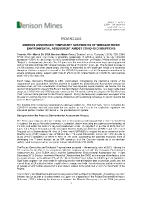 Denison Announces Temporary Suspension of Wheeler River Environmental Assessment Amidst COVID-19 Disruptions (CNW Group/Denison Mines Corp.)