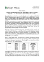 Denison Reports Initial Results from ISR Field Test at Phoenix Test Area 2 and Advancement to Commercial Scale Wells (CNW Group/Denison Mines Corp.)