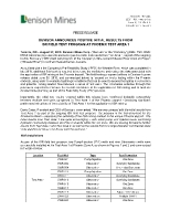 Denison Announces Positive Initial Results from ISR Field Test Program at Phoenix Test Area 1 (CNW Group/Denison Mines Corp.)