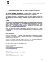 ShaMaran Atrush June Oil Sales Payment Received (CNW Group/ShaMaran Petroleum Corp.)