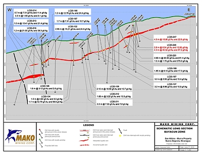 Schematic-Long-Section (CNW Group/Mako Mining Corp.)