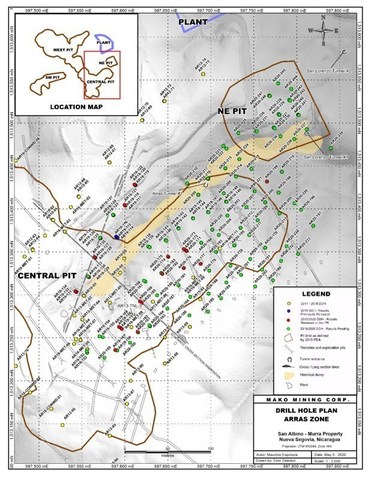 Drill Hole Plan - Arras (CNW Group/Mako Mining Corp.)