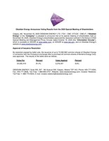 Obsidian Energy Announces Voting Results from the 2020 Special Meeting of Shareholders Press Release (CNW Group/Obsidian Energy Ltd.)