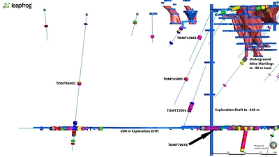 Figure 2: Long Section Facing South from North End of Tomtebo Mine (CNW Group/District Metals Corp.)