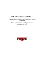 Foraco Financial Statements Q3 2018 (CNW Group/Foraco International SA)