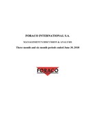 Foraco - MDA Q2 2018 (CNW Group/Foraco International SA)