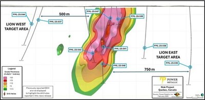 Figure 1 – Lion Drill holes reported in this news release (CNW Group/Power Metallic Mines Inc.)