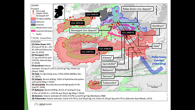 Exhibit 1. Location of New Drill Holes (Black Labels) at the 100%-owned PG West Project, Ireland (CNW Group/Group Eleven Resources Corp.)