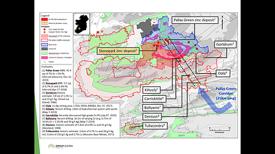 Exhibit 1. Location of the Stonepark Zinc Project (and adjacent PG West Project), south-west Ireland (CNW Group/Group Eleven Resources Corp.)